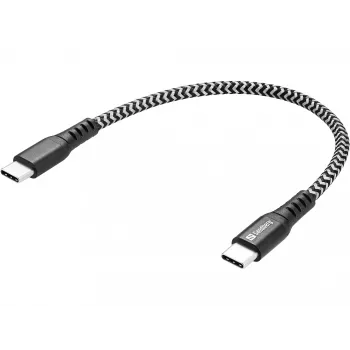 Cable USB-C Sandberg Survivor 0,2 m 100 W negro blanco
