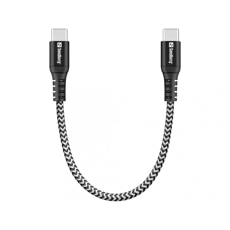Cable USB-C Sandberg Survivor 0,2 m 100 W negro blanco