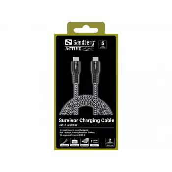 Cable USB-C Sandberg Survivor 2M 100W negro blanco