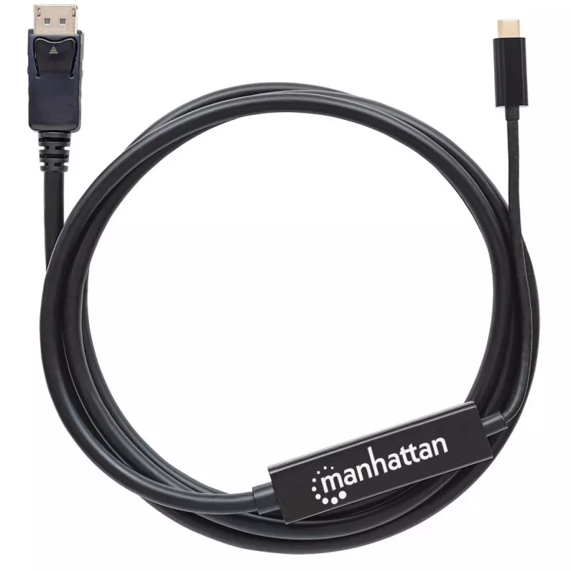 Cable USB-C a DisplayPort Manhattan, 4K@60Hz, 2 m, macho a macho, negro, no bidireccional, tres años de garantía, comparable a CDP2DP2MBD