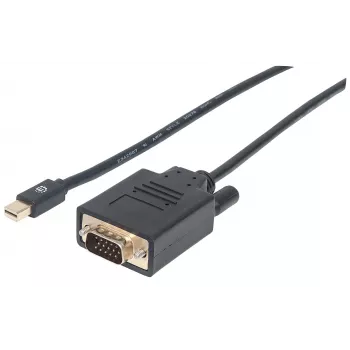 Cable Mini DisplayPort 1.2a a VGA Manhattan, 1080@60Hz, activo, 1,8 m, macho a macho, negro, bolsa de plástico