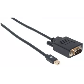 Cable Mini DisplayPort 1.2a a VGA Manhattan, 1080@60Hz, activo, 1,8 m, macho a macho, negro, bolsa de plástico
