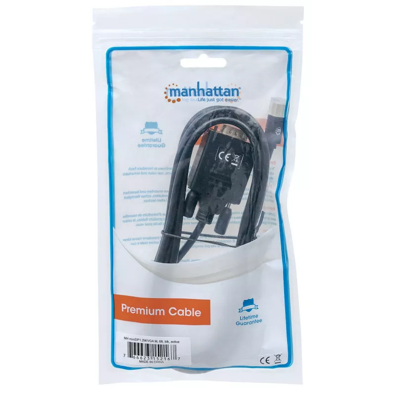 Manhattan 152167 convertidor de vídeo de Mini DisplayPort a VGA, negro
