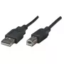 Manhattan 374507 cable USB 2.0, USB-A (M) a USB-B (M), 0,5 m, moldeado, negro