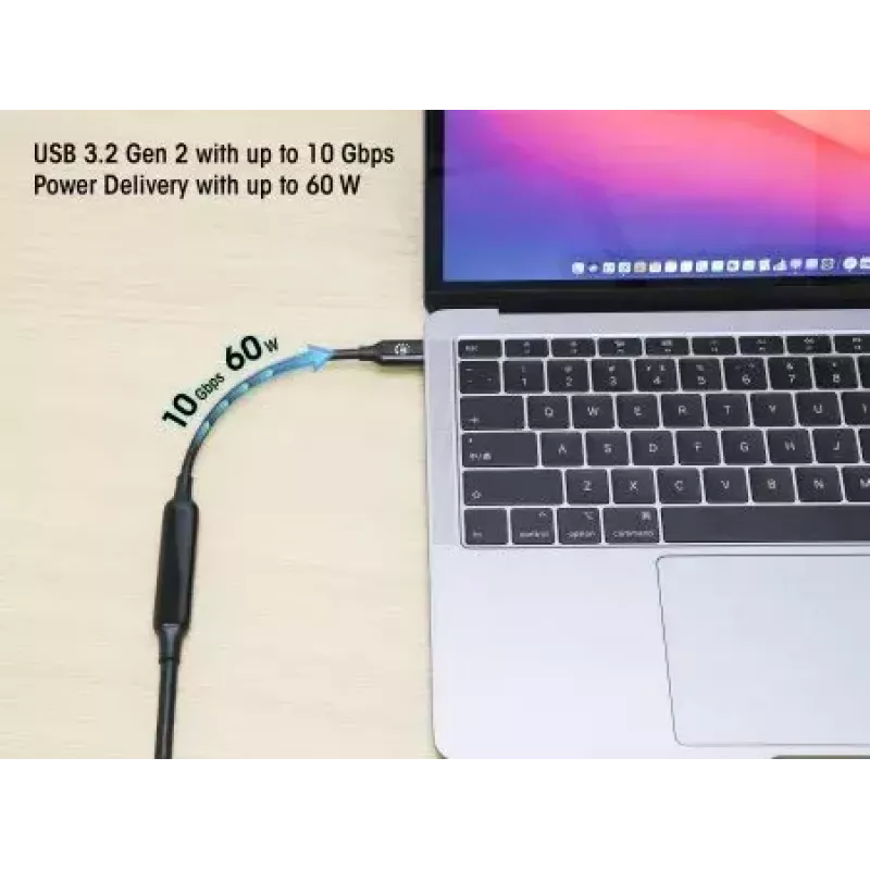 Cable USB-C Manhattan 5m activo conector macho a macho 10 Gbit/s 3A negro