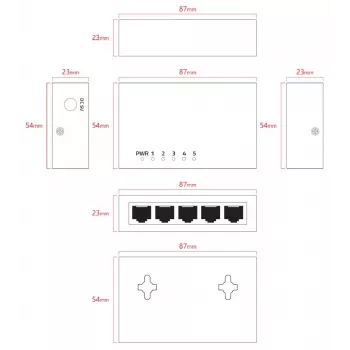 Lanview LVN-DESK-5PORT-1G switch Ethernet Gigabit de 5 puertos no gestionado