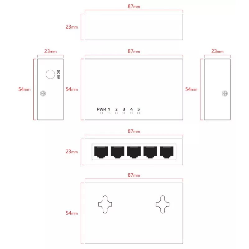 Lanview LVN-DESK-5PORT-1G switch Ethernet Gigabit de 5 puertos no gestionado