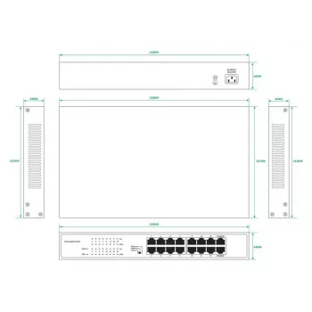 Switch no gestionado Lanview LVN-1U-16PORT-1G 16 puertos 1 Gbit/s Ethernet, montaje en rack 1U