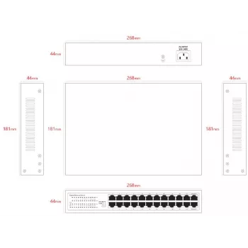 Switch no gestionado Lanview LVN-1U-24PORT-1G — 24 puertos Full Gigabit para rack