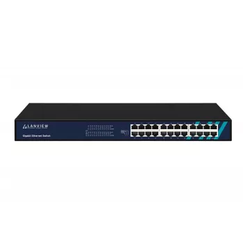 Switch no gestionado Lanview LVN-1UMOUNT-24PORT-1G switch Gigabit Ethernet de 24 puertos, montaje 1U