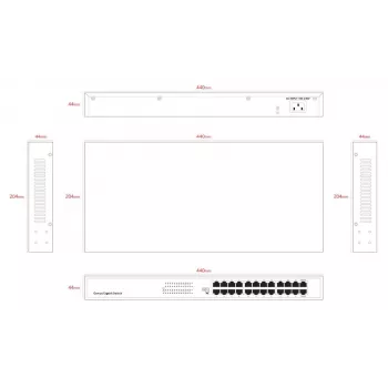 Switch no gestionado Lanview LVN-1UMOUNT-24PORT-1G switch Gigabit Ethernet de 24 puertos, montaje 1U