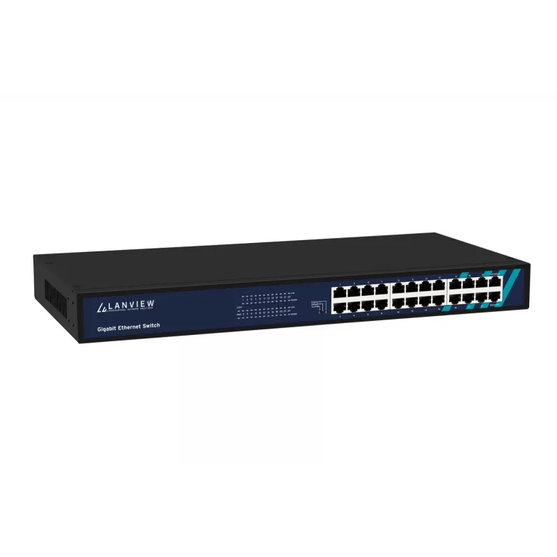 Switch no gestionado Lanview LVN-1UMOUNT-24PORT-1G switch Gigabit Ethernet de 24 puertos, montaje 1U