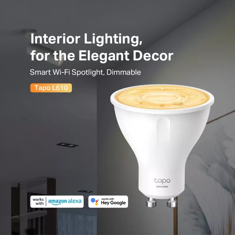 TP-Link Tapo Smart Wi-Fi Spotlight, regulable, pack de 4, bombilla inteligente, Wi-Fi, Blanco, 802.11b, 802.11g, Wi-Fi 4 (802.11n), GU10, bombilla parabólica