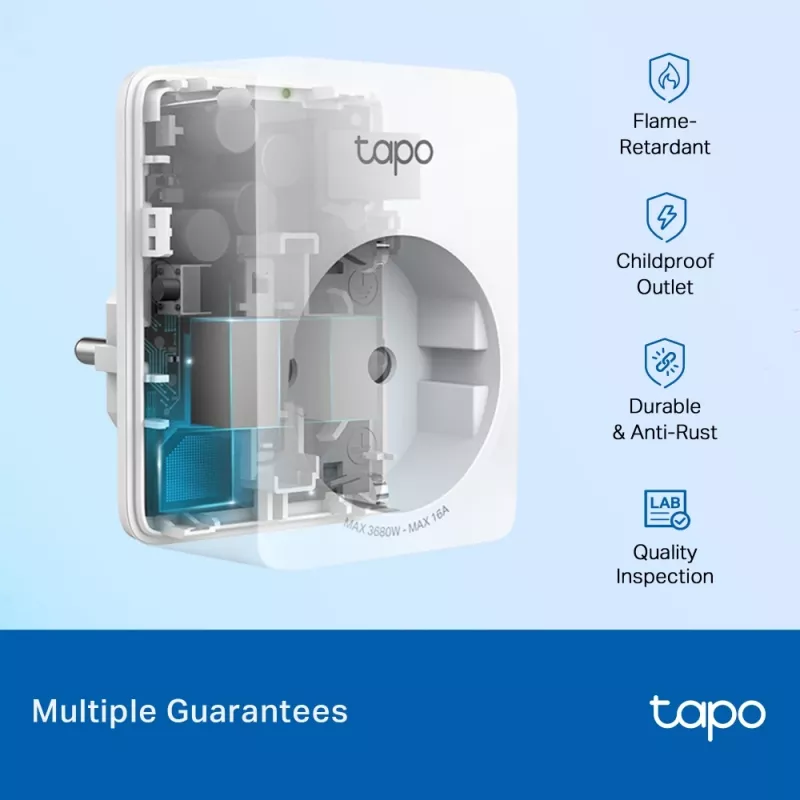 TP-Link Tapo P110 Mini enchufe inteligente Wi-Fi, monitorización de energía (2 uds.)