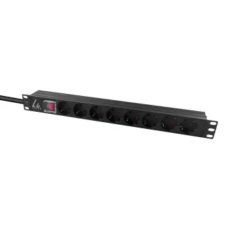 Regleta de alimentación para rack de 19 pulgadas Lanview 1U 10A, 8x Schuko (LVR-2MSCH-SCH-C13-8)