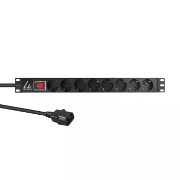 Regleta de alimentación para rack de 19 pulgadas Lanview 1U 10A, 8x Schuko (LVR-2MSCH-SCH-C13-8)