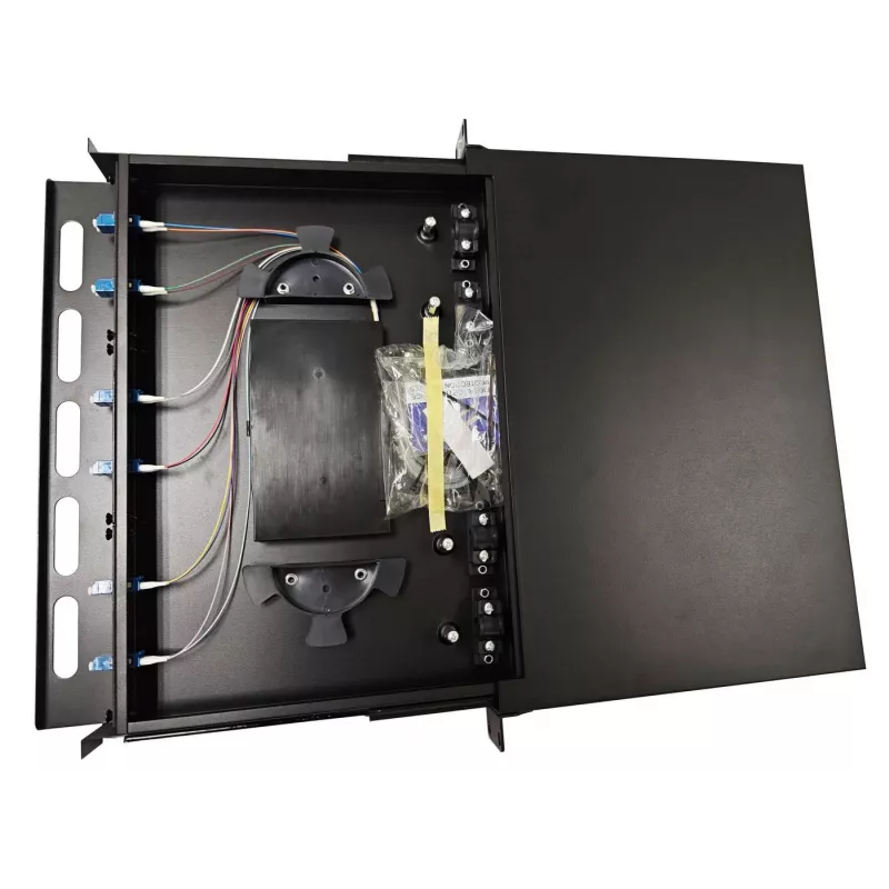 Lanview LVO-101010 Panel deslizante de fibra óptica ODF, LC SM OS2, 12 fibras, 1HE