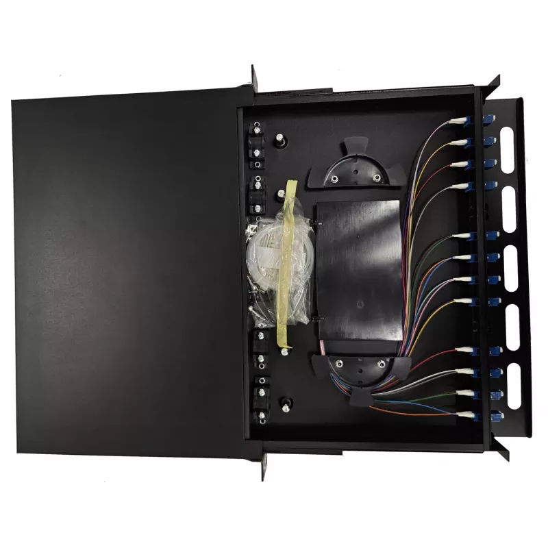 Lanview LVO-101015 Panel deslizante de fibra óptica ODF, 1U, 24 fibras, LC, SM OS2