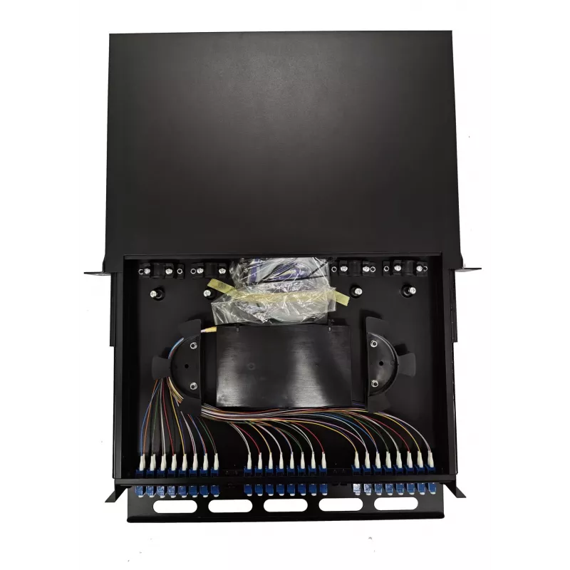 Lanview LVO-101020 Panel deslizante de fibra óptica ODF, LC SM OS2, 48 fibras, 1HE