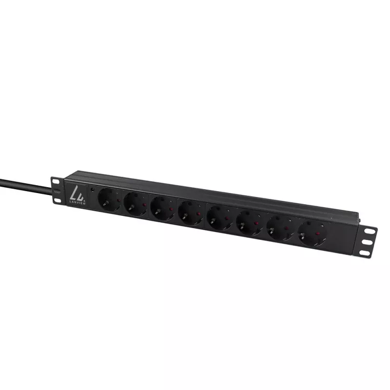 Unidad de distribución de corriente (PDU) Lanview LVR-2MSCH-LIC-SCH8 8 salidas AC 1U negra