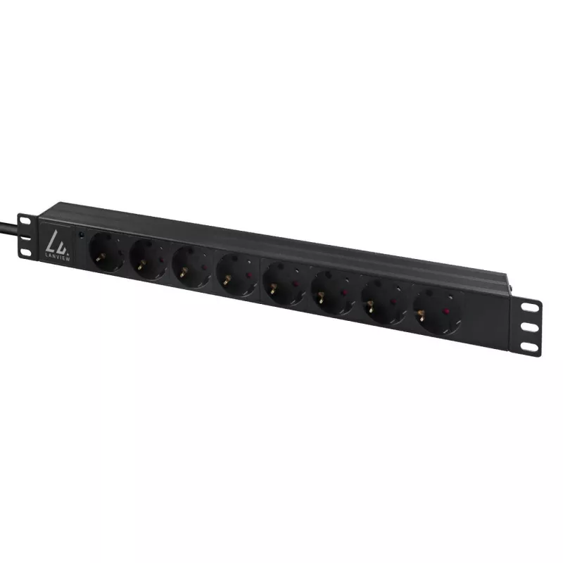 Unidad de distribución de corriente (PDU) Lanview LVR-3MIEC-LIC-SCH8 8 salidas AC 1U negra