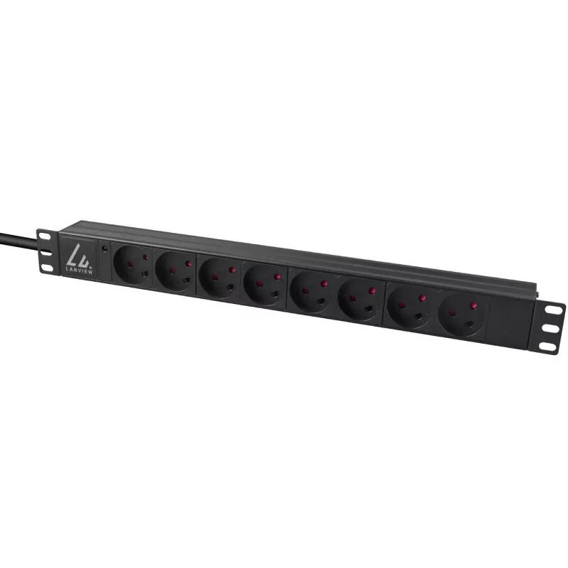 Unidad de distribución de corriente (PDU) Lanview LVR-2MDK-LIC-DK8 8 salidas AC 1U negra