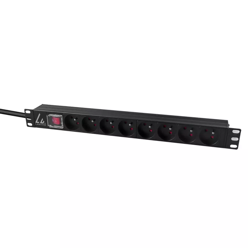 Unidad de distribución de corriente (PDU) Lanview LVR-2MSCH-SW-C13-8 8 salidas AC 1U negra