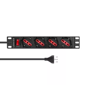 Regleta de enchufes Lanview LVR-2MIT-SW-IT4 1U negra cable de 2m