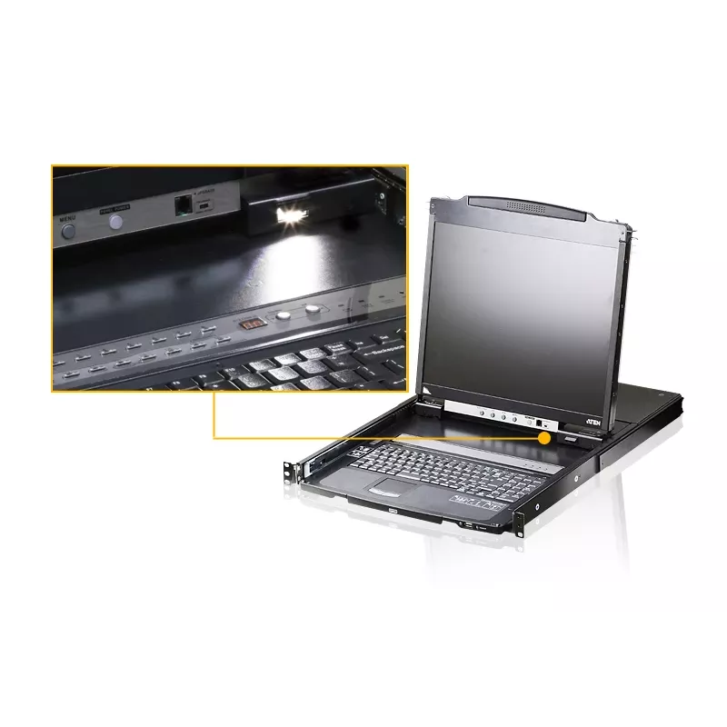 Consola de rack ATEN CL5800N 19 pulgadas (48,3 cm) LCD 1280x1024 VGA USB/PS/2 teclado y ratón metal 1HE negro