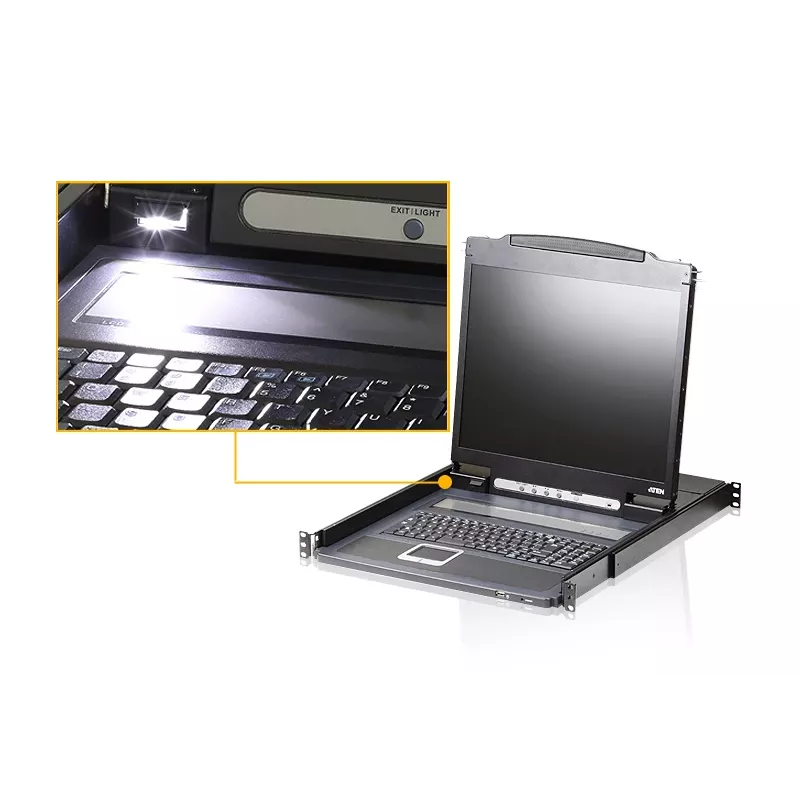 Consola de rack 19 inch ATEN CL3000N, 48,3 cm LCD 1280×1024, VGA, teclado y ratón USB/PS/2, 1U, aluminio negro