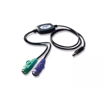 Adaptador ATEN PS/2 a USB, 0,9 m, 2x Mini-DIN de 6 pines, USB A, conector macho, conector hembra, negro