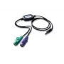 Adaptador ATEN PS/2 a USB, 0,9 m, 2x Mini-DIN de 6 pines, USB A, conector macho, conector hembra, negro