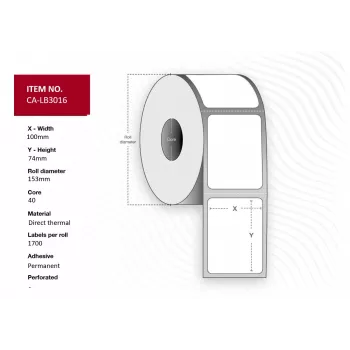 Etiqueta para impresora de etiquetas Capture CA-LB3016 blanca