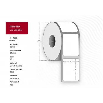 Etiquetas para impresora de etiquetas Capture CA-LB3085 blancas rollo térmico directo 2000 etiquetas