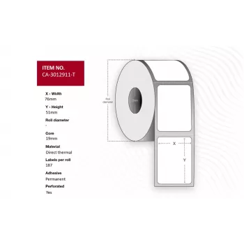 Etiqueta de impresora Capture CA-3012911-T, rollo de etiquetas compatible (MPN CA-3012911-T)