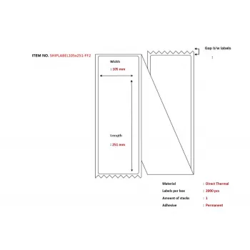 Etiqueta de impresora Capture SHIPLABEL105X251-FF2