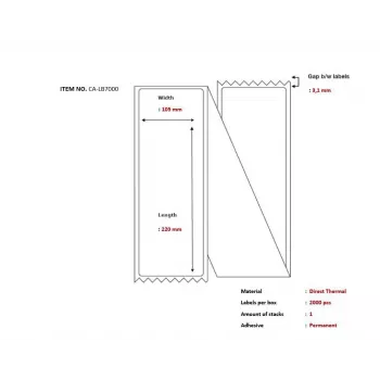 Etiquetas de envío térmicas Capture 105 x 220 mm CA-LB7000 – etiquetas térmicas directas para envíos