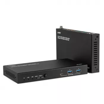 Emisor y receptor de red Lindy 100m Cat.6A 2 Host USB 3.2 Gen 1 y HDMI 4K60
