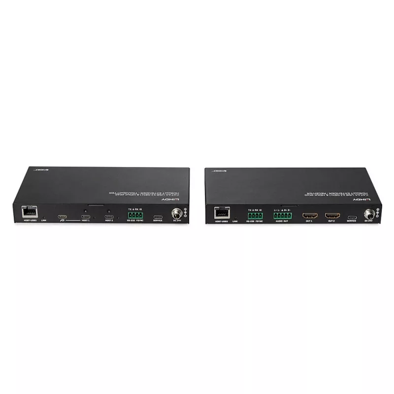 Emisor y receptor de red Lindy 100m Cat.6A 2 Host USB 3.2 Gen 1 y HDMI 4K60