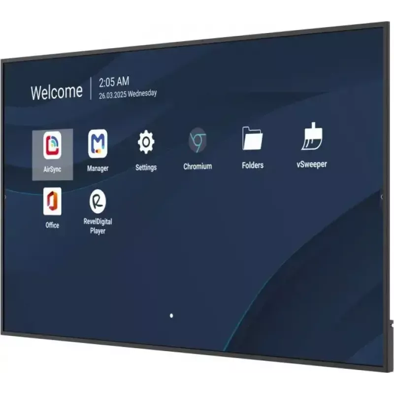 Pantalla LCD comercial 4K de 86 pulgadas VIEWSONIC CDE8614-2C, 3840x2160, 500 cd/m², Android 14, Wi‑Fi, 24/7