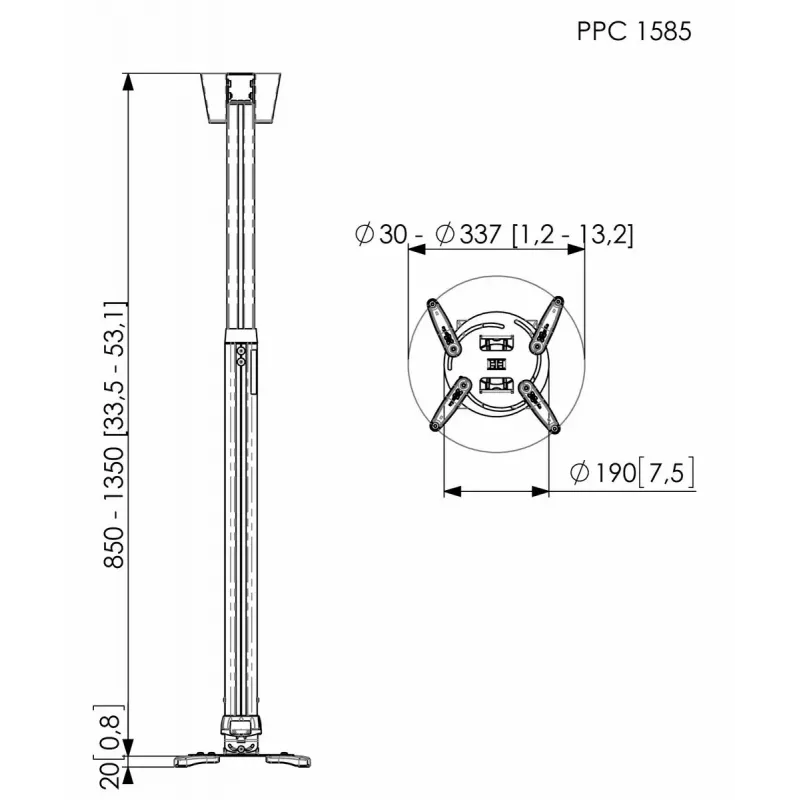 Soporte de techo para proyector Vogel's PPC 1585 plata