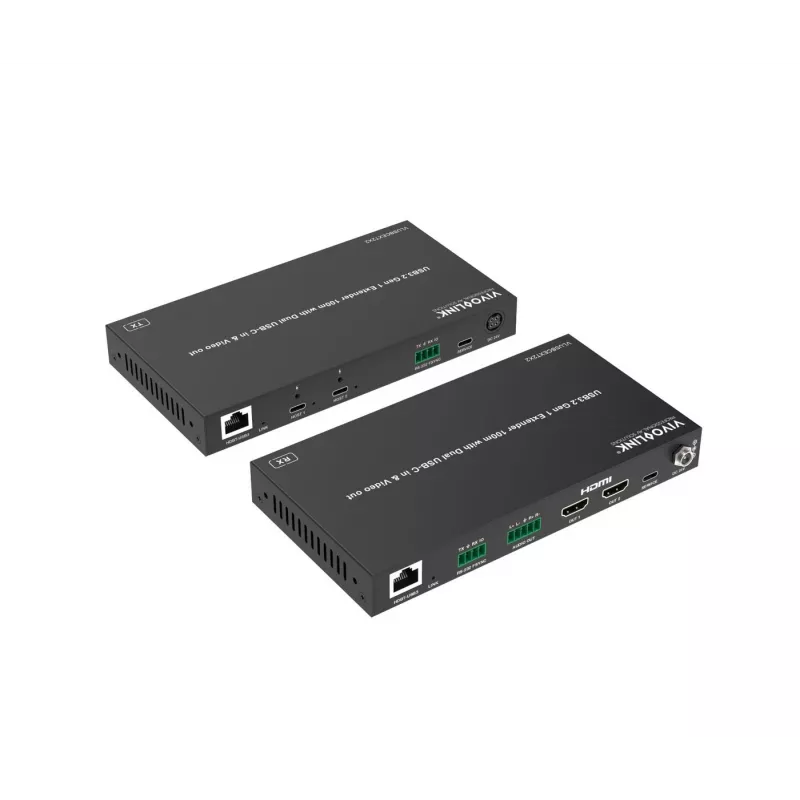 VivoLink VLUSBCEXT2X2 Extensor USB 3.2 Gen 1, 100 m, doble entrada USB-C y vídeo