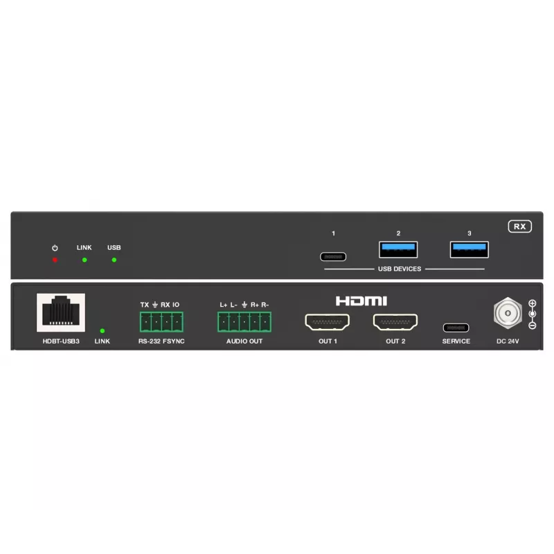 VivoLink VLUSBCEXT2X2 Extensor USB 3.2 Gen 1, 100 m, doble entrada USB-C y vídeo