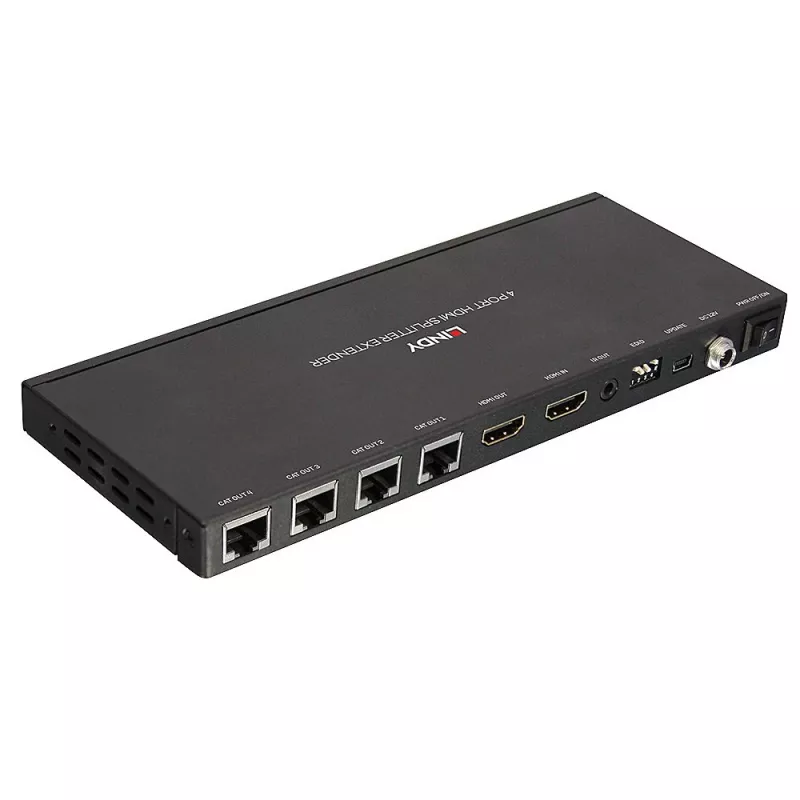 Transmisor y receptor Lindy 70m Cat.6 extensor divisor HDMI 4K30 de 4 puertos e IR con loop out