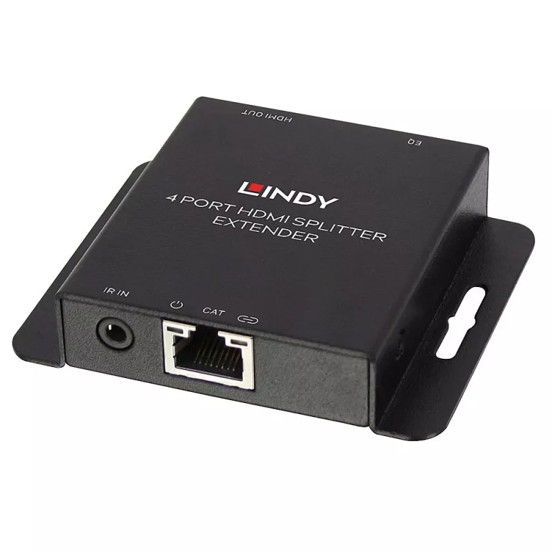 Transmisor y receptor Lindy 70m Cat.6 extensor divisor HDMI 4K30 de 4 puertos e IR con loop out