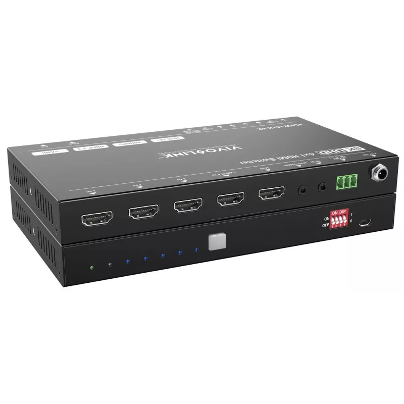 Conmutador HDMI VivoLink VLSW141H-8K 4x1 — selector de entrada 8K@60Hz para cuatro fuentes HDMI