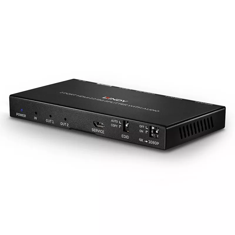 Divisor HDMI Lindy 2 puertos HDMI 18G con audio y downscaling