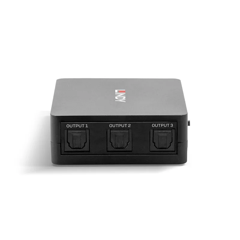 Divisor de audio óptico (TosLink) Lindy 3 puertos, negro, 1x TosLink, 3x TosLink, conector macho, conector macho, CE, FCC, REACH
