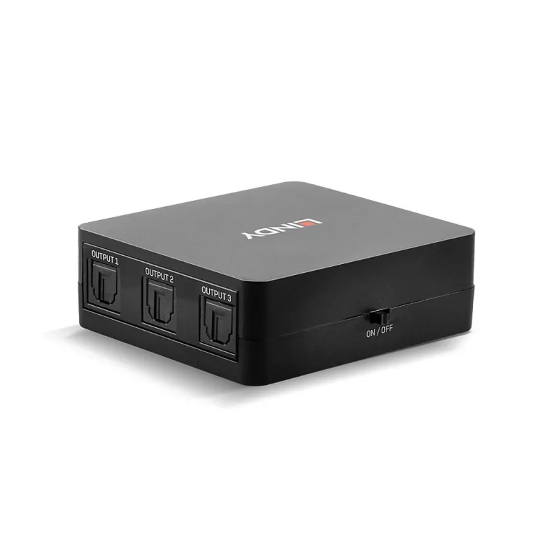 Divisor de audio óptico (TosLink) Lindy 3 puertos, negro, 1x TosLink, 3x TosLink, conector macho, conector macho, CE, FCC, REACH
