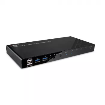 Conmutador KVM Lindy 4 puertos HDMI 4K60, USB 3.0 y audio